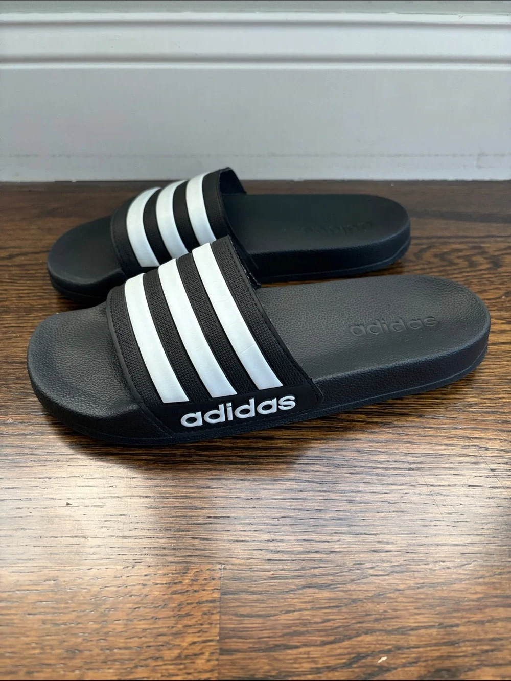 adidas Kids Black and White Classic Adilette Slide Sandals